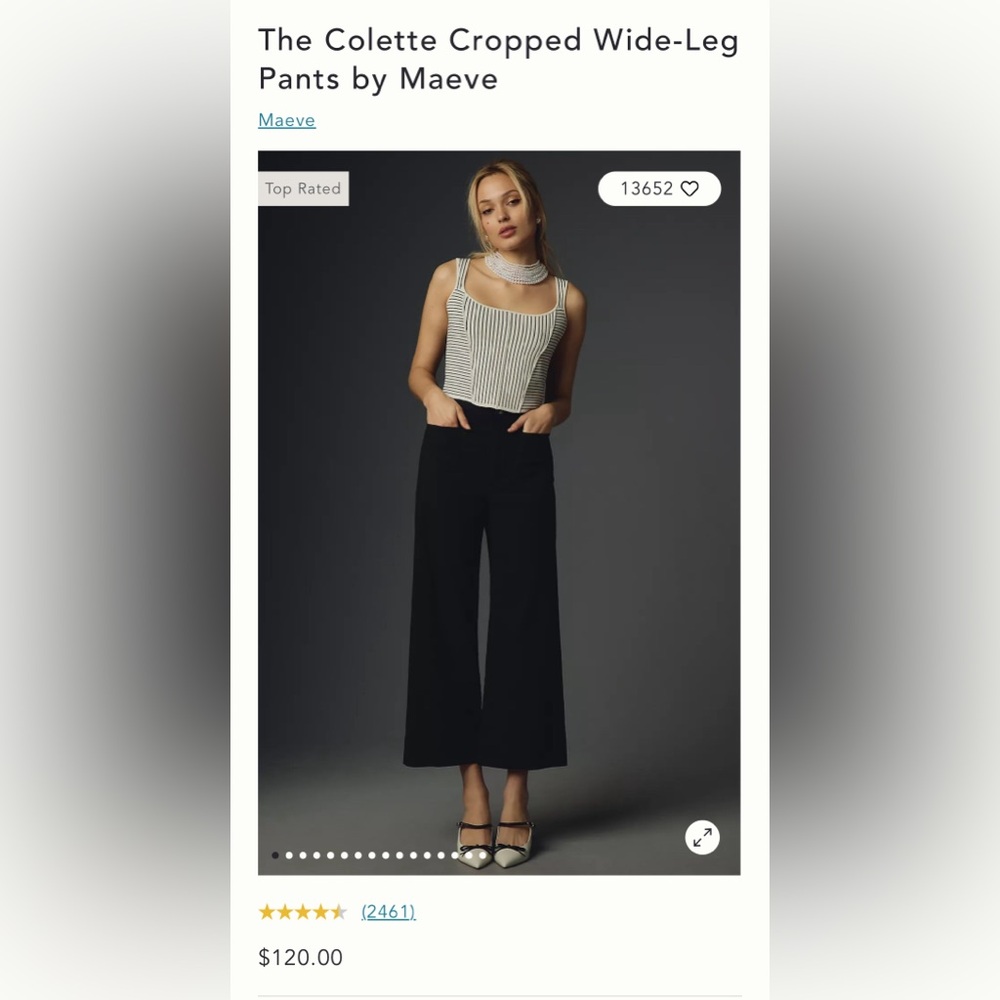 Maeve Colette wide-leg crop pants - Black, size 32